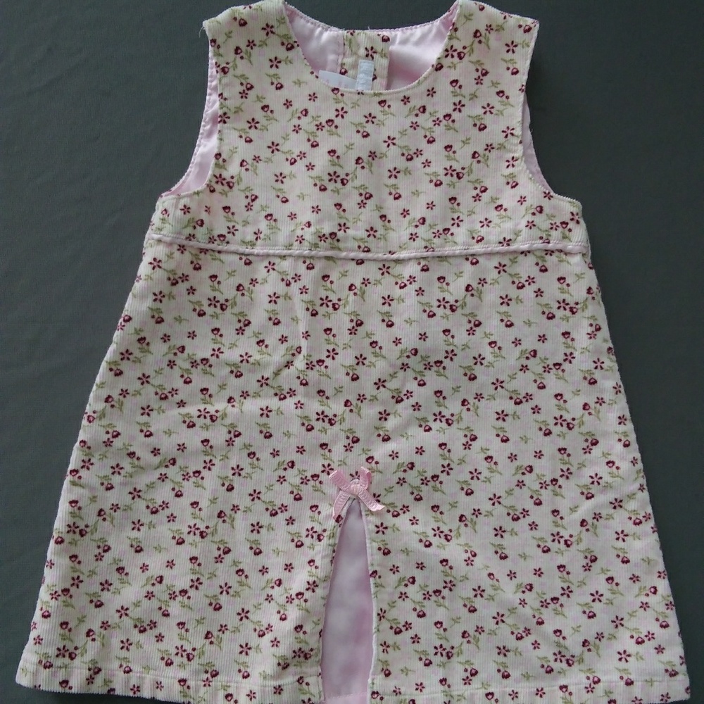 Girls' 12M H&M Cream & Light Pink Corduroy Dress